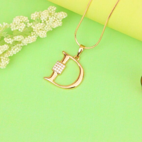 "Rose Gold Plated D Initial Pendant with Sparkling Crystal Detail, XPPT1415 - Picture 3 of 13